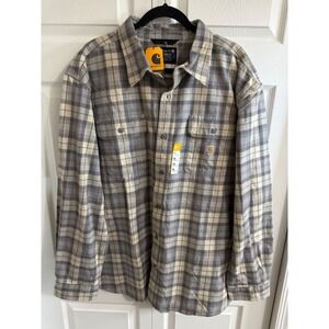 Carhartt Mens 2XL Loose Fit Heavyweight Flannel Long Sleeve Plaid‎ Shirt TW4451M
